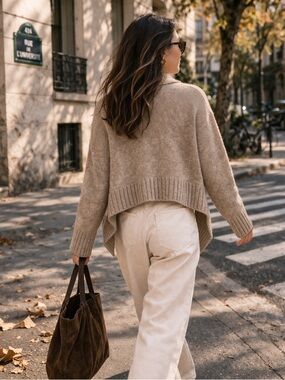 Vince Wool Alpaca Cashmere OpenFront Cardigan Sweater Beige Size S Minimalist